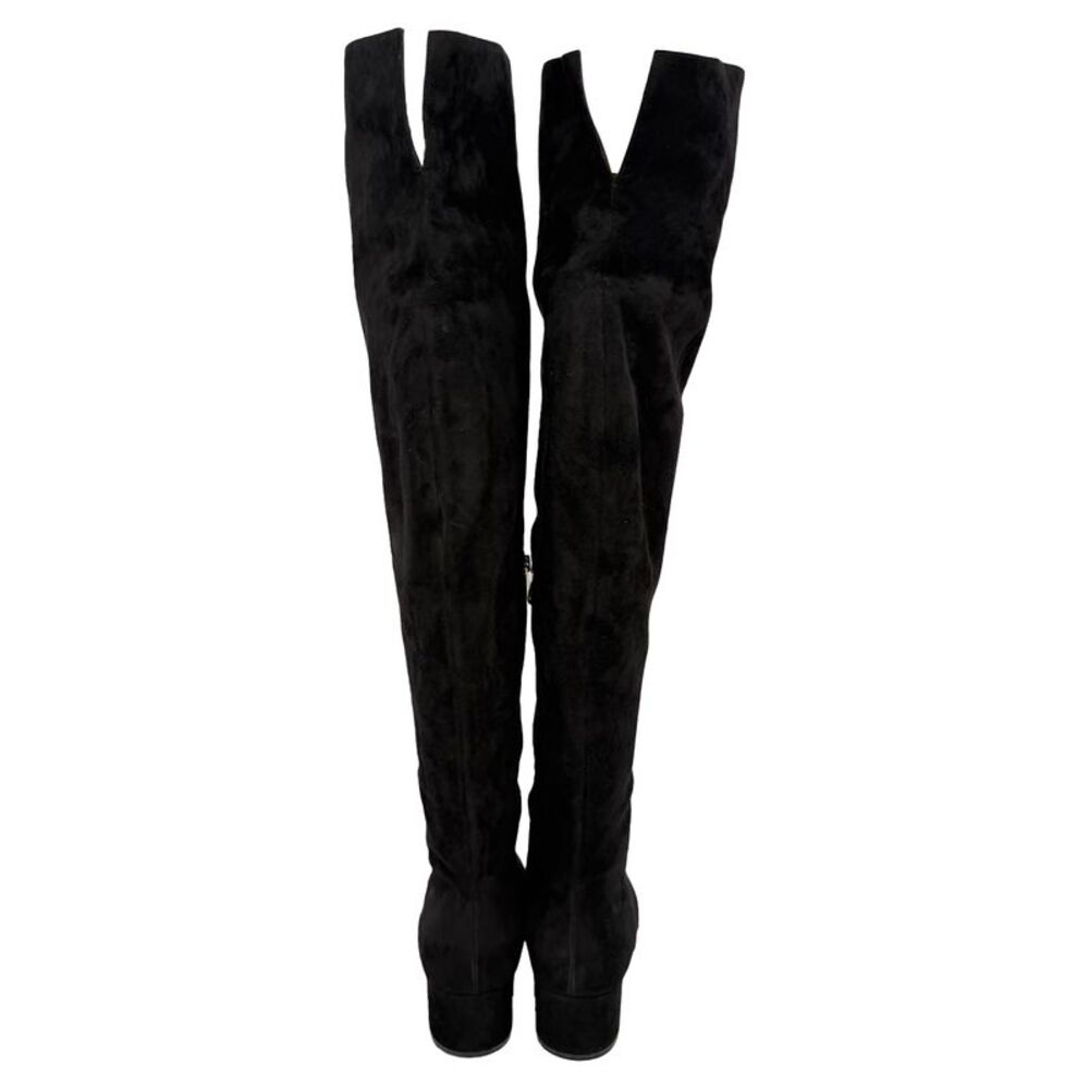 Gianvito Rossi Almond-Toe Knee-High Boots in Black Suede - Picture 4 of 12